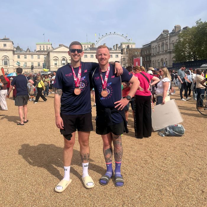 Joe and Jordan at the London Marathon 2026
