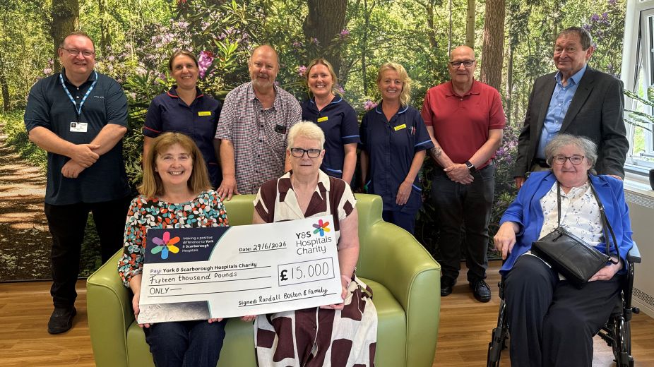 Randall and Palliative care team at cheque presentation 