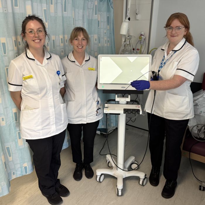 The Speech and Language Therapy team with the portable FEES system 