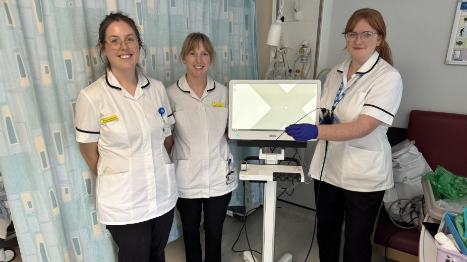 The Speech and Language Therapy team with the portable FEES system 