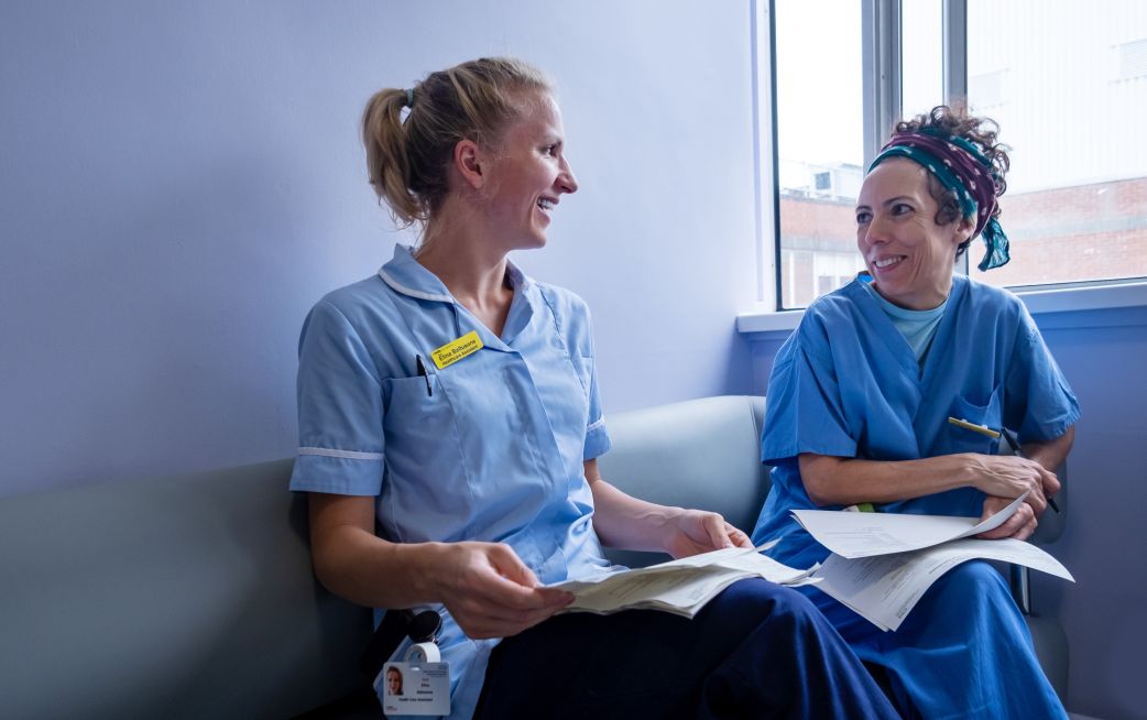 hospital staff members talking